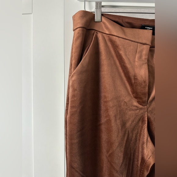 Express Copper Brown Velvet Corduroy Trousers Size 12S - Picture 2 of 5